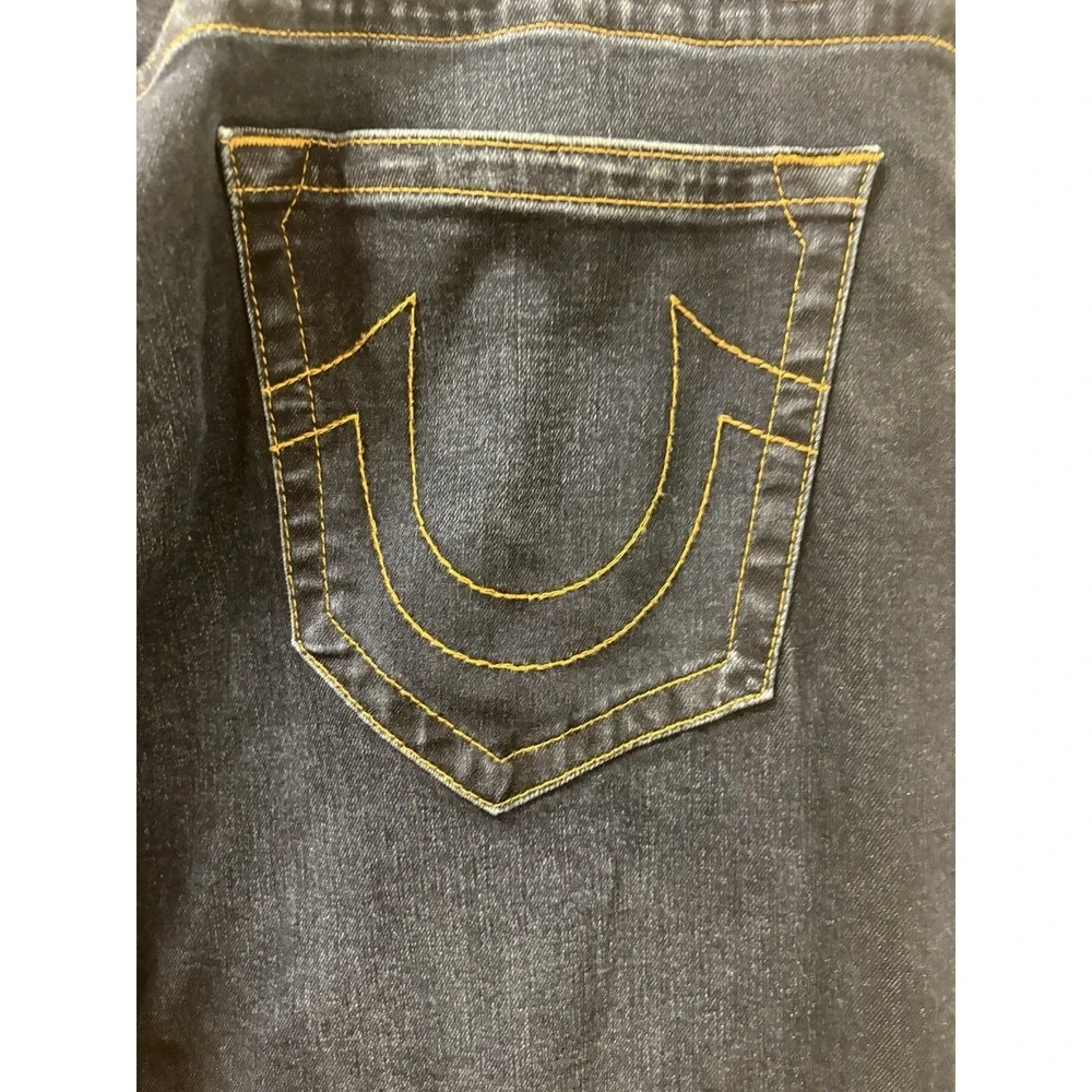 True Religion Blue Geno Relaxed Slim Jeans Mens Size 43x32 Embroidered Logo